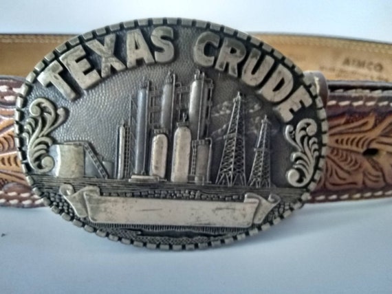 Vintage Texas Crude Metal Belt Buckle - image 3
