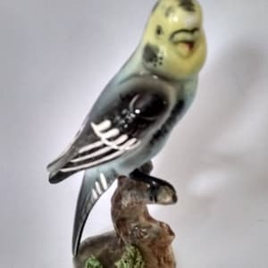 Vintage Ucagco Parakeet Budgie Figurine Bird
