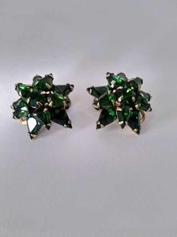 Vintage Adele Simpson Green  Clip on Earrings Rare - image 6