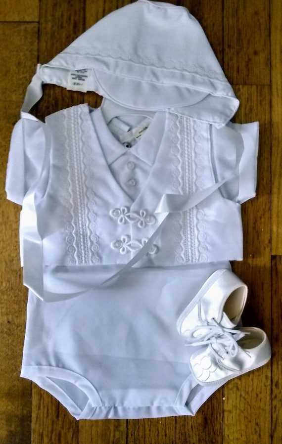 Vintage Madonna Boys Christening Set Size 3-6 Mont