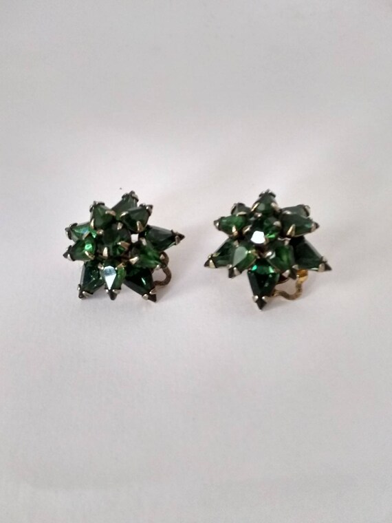 Vintage Adele Simpson Green  Clip on Earrings Rare - image 5