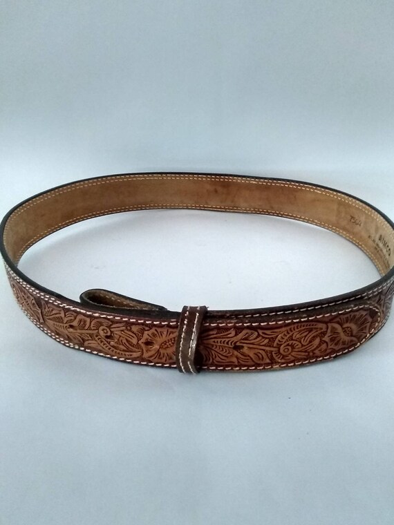 Vintage Tooled Leather Belt Aimco Cowboy Western … - image 8