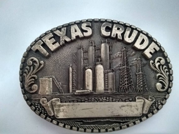 Vintage Texas Crude Metal Belt Buckle - image 1