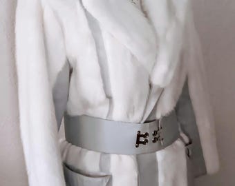 Stunning Vintage Pearl White Mink Stroller Jacket Size M
