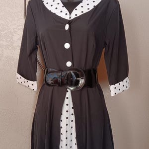 Vintage Style Retro Swing Dress Polka Dot Black & White Costume Size M