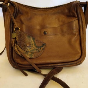 Lucky Brand Brown Leather Crossbody Bag Purse Zip Top