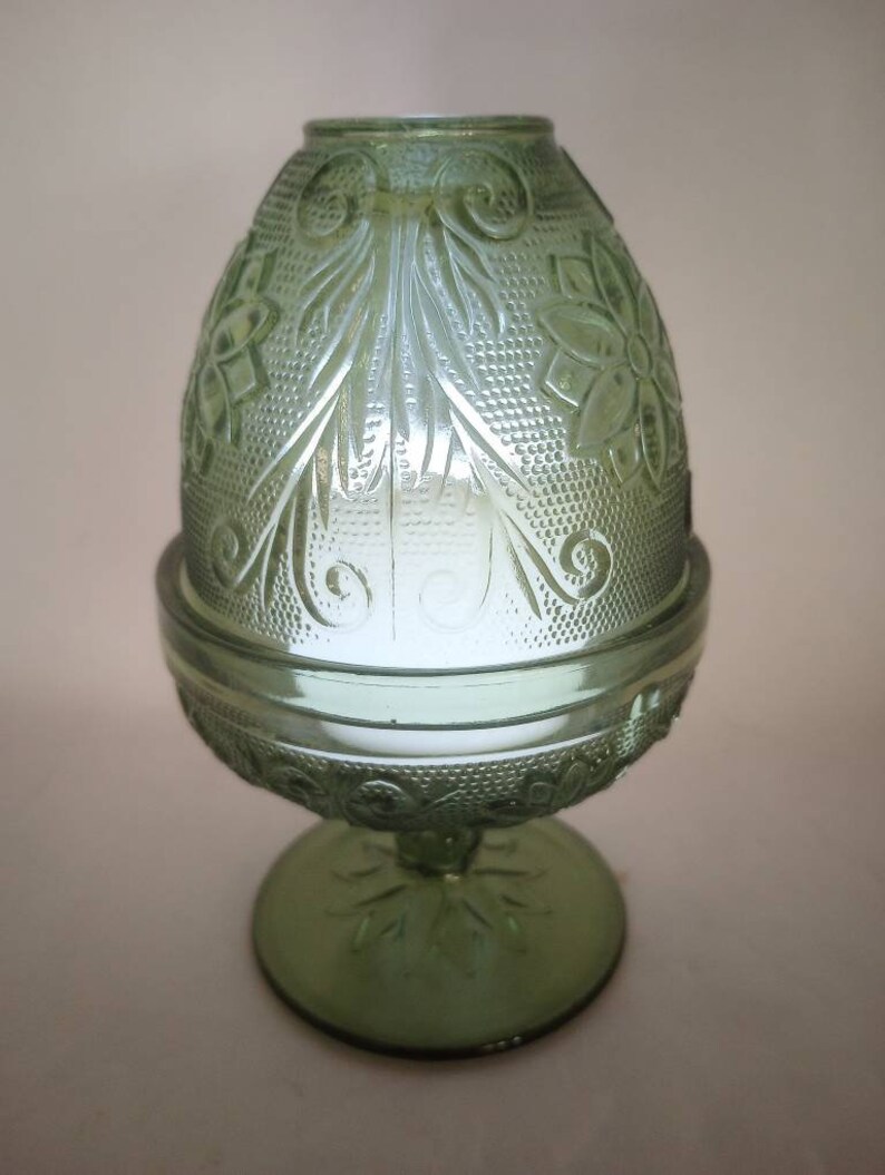 Vintage Indiana Tiara Chantilly Pale Green Sandwich Glass Etsy