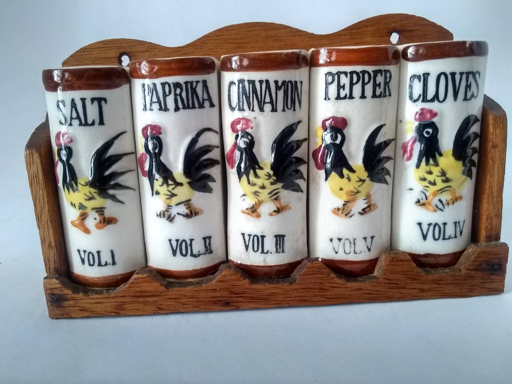 Vintage Rooster Spice Rack Chicken Farmhouse Japan Etsy