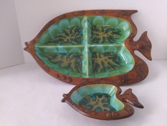 Vintage Treasure Craft Fish Serving Platter Chip and Dip Set | Etsy