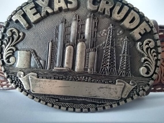 Vintage Texas Crude Metal Belt Buckle - image 8