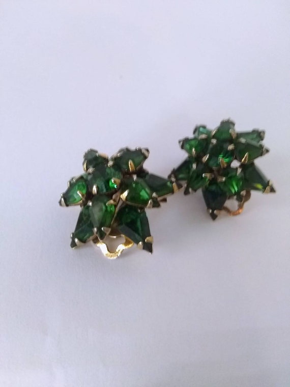 Vintage Adele Simpson Green  Clip on Earrings Rare - image 8