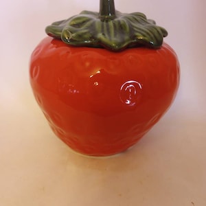 Vintage House of Webster Ceramic Strawberry Canister/Cookie Jar c. 1960&#39;s