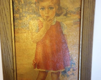 Medeiros painting, Medeiros print, Vintage art, Mid century art, Caroline Kennedy "Little Sister"