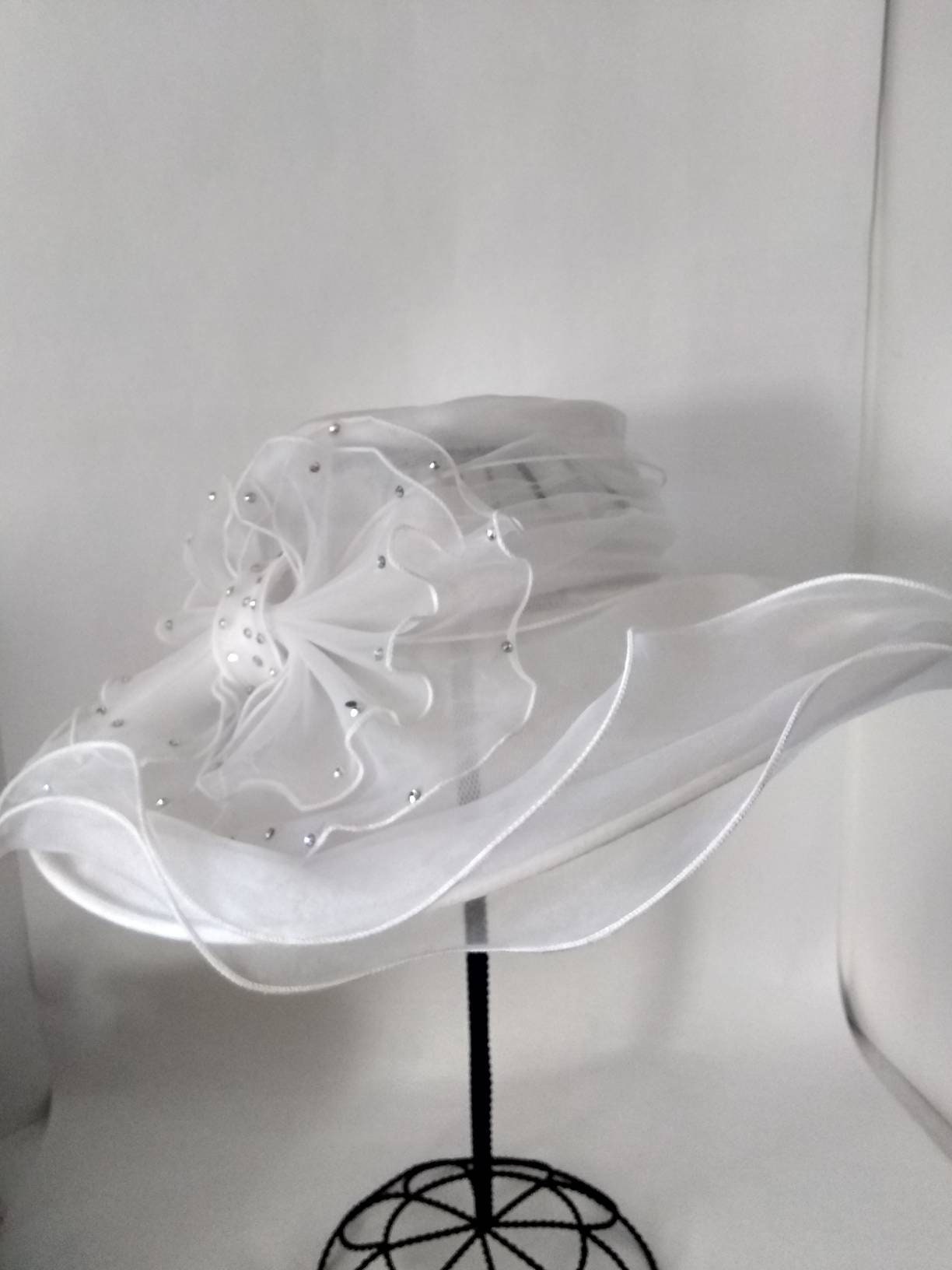 Women Kentucky Derby Hat Church Dress Fascinator Wide Brim 