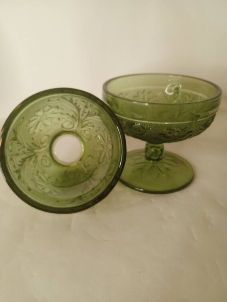 Vintage Indiana Tiara Chantilly Pale Green Sandwich Glass Etsy