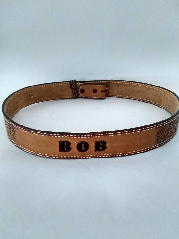 Vintage Tooled Leather Belt Aimco Cowboy Western … - image 4