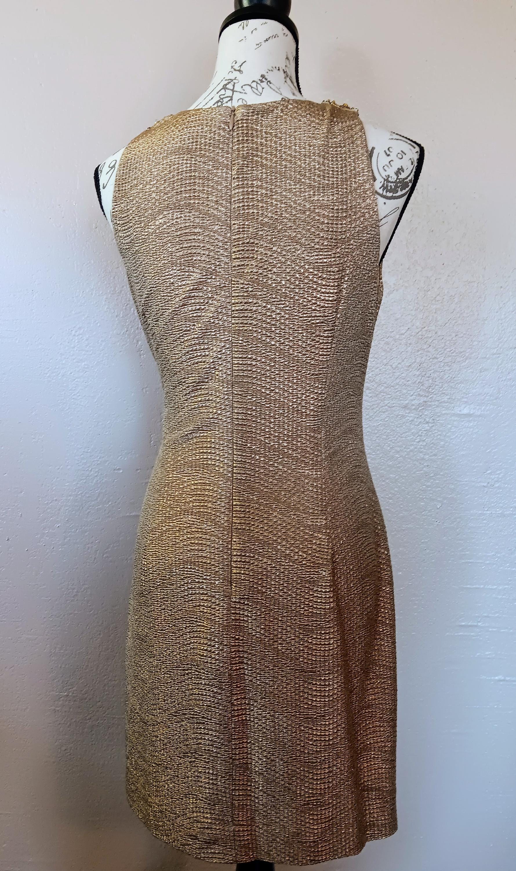 david meister gold cocktail dress David Meister Women's One Shoulder Sleeveless Evening Dress Gold Beaded Bow 14