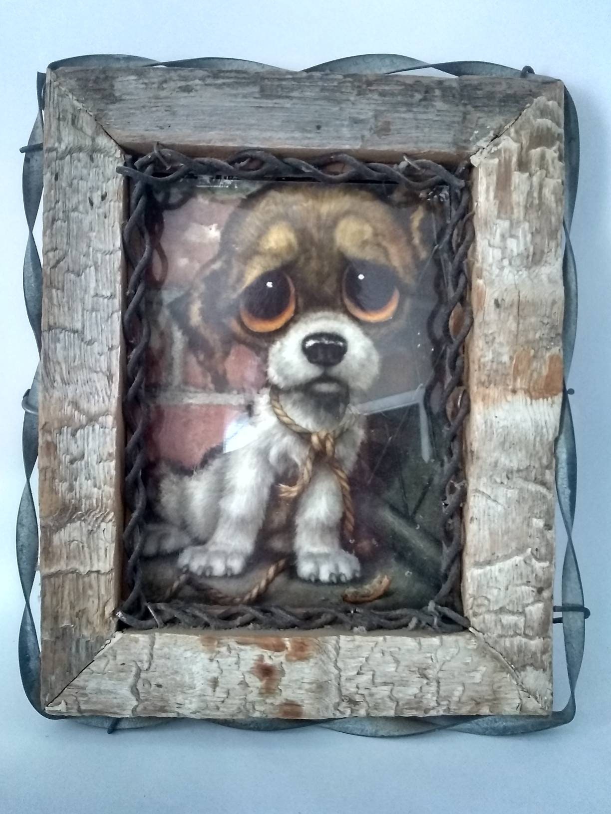 絵画 1960s Big Eye Pity Puppy Gig Art Print Vtg Pity Puppy Wall Art 1960s Gig Big Eye Dog Print Litho On