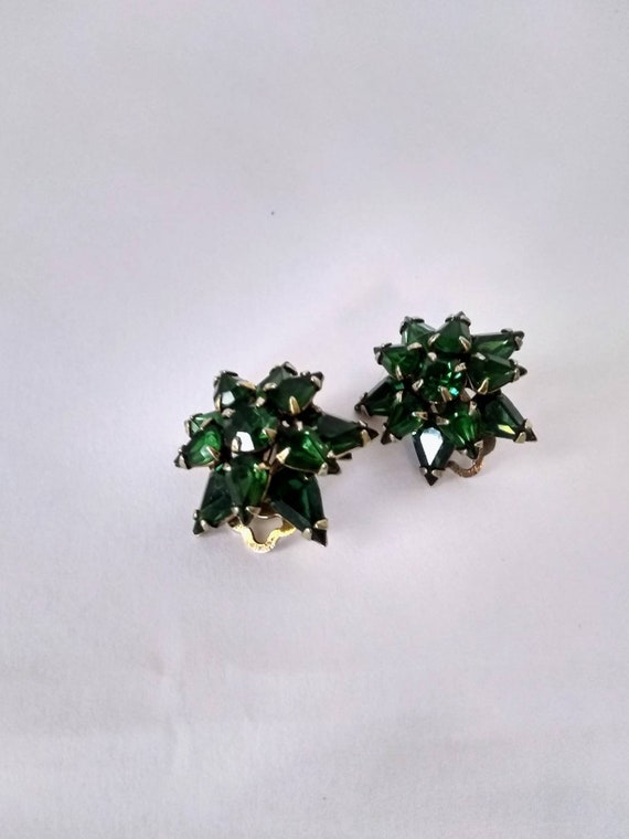 Vintage Adele Simpson Green  Clip on Earrings Rare - image 9