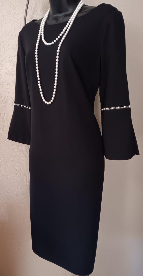 calvin klein bell sleeve black dress Calvin Klein Petite Chiffon Bell-Sleeve Sheath Dress