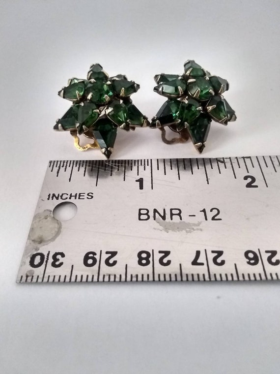 Vintage Adele Simpson Green  Clip on Earrings Rare - image 4