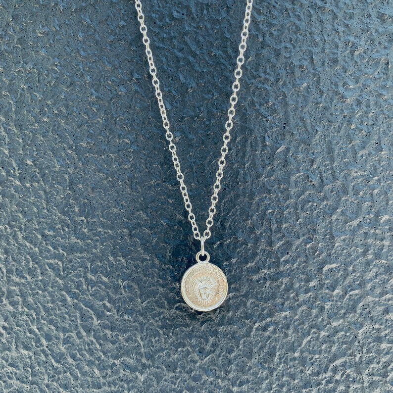 Unisex Silver Necklace Silver Coin Necklace Coin Pendant Etsy