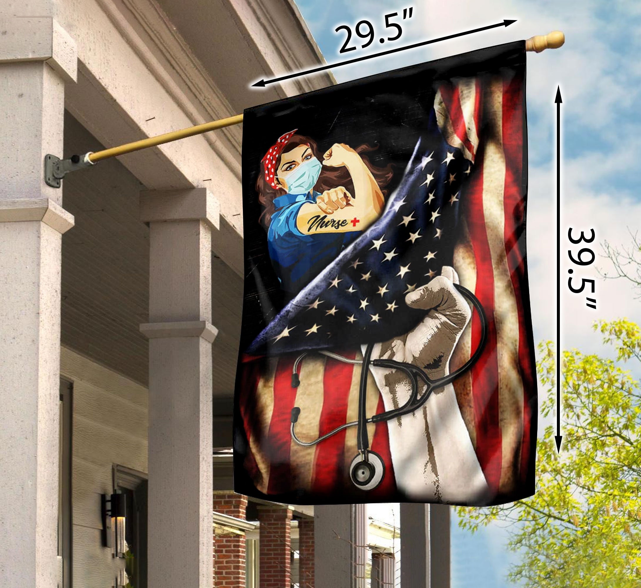 American Proud Nurse Flag Nurse American Flag Nurse Garden Etsy