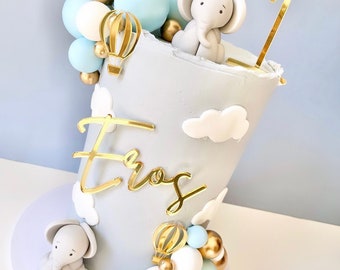 Hot Air Balloons Christening Birthday Acrylic Wooden Cake Topper Set Charm Personalised