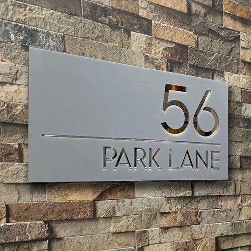 Contemporary House Sign Modern House Number Door Number Sign Etsy UK