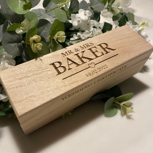Personalisierte A4 Hochzeit Zertifikat Box Mr und Mrs