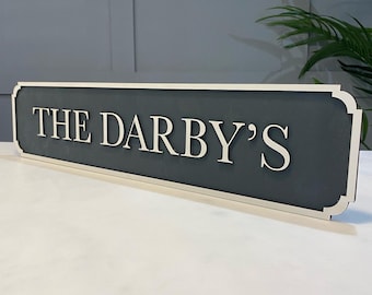 Letrero de calle personalizado con nombre familiar para pared, decoración de ferrocarril, regalo