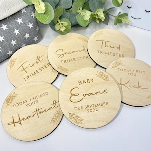 Personnalisé Bois Grossesse Milestone Disques Cartes Souvenir Cadeau Nouveau-né Fait à la main