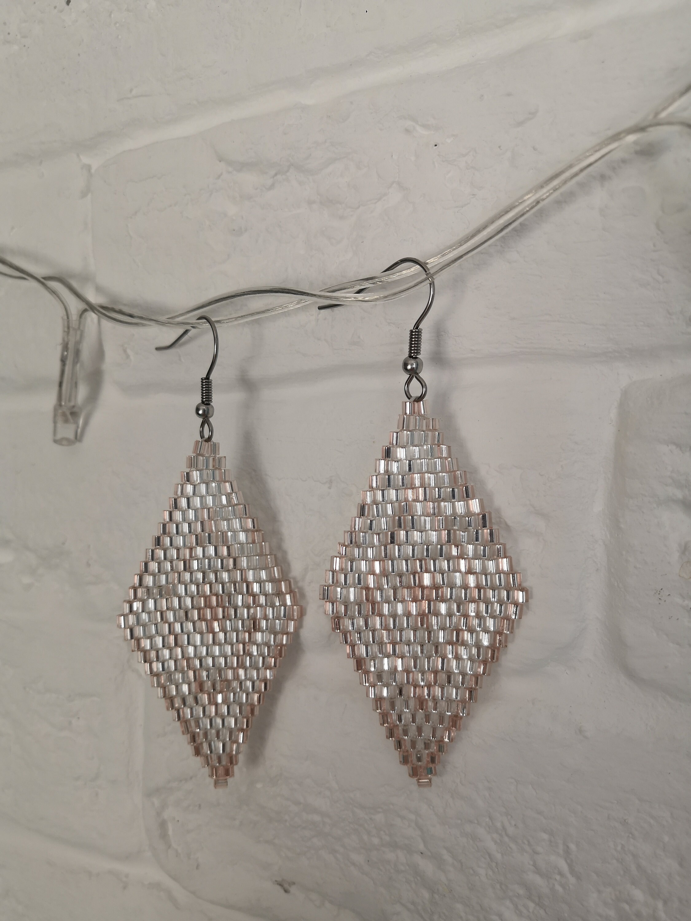 Diamond Shaped Earrings Handmade Beaded Earrings Etsy