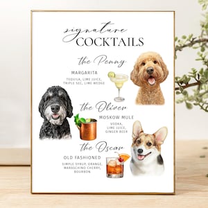 Dog signature drink sign Dog custom drink Dog signature cocktail Custom pet bar menu sign Wedding pet sign Tree pets + Tree cocktails