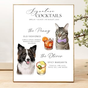 Dog signature drink sign Dog signature cocktail Custom dog bar sign digital Wedding signature bar sign Dog custom drink sign 2 pets 2 drinks