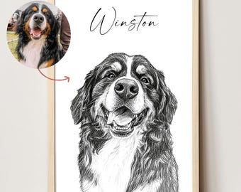Personalisierte Hundezeichnung Digital Hand gezeichnetes benutzerdefiniertes Haustierporträt Zeichnung vom Foto Kundenspezifische Haustierskizze Hundeportrait benutzerdefinierte Haustierliebhaber Geschenk