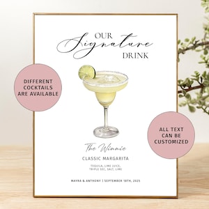 Plaques de boissons personnalisées Plaque de menu de boissons Cocktail signature de mariage Plaque personnalisée de bar Carte de cocktails de mariage Cocktail signature pour mariage