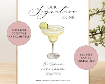 Custom signature drink signs Drink menu sign Wedding signature cocktail Custom bar sign Wedding cocktail menu Signature cocktail for wedding