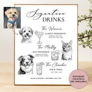 Cóctel de autor para perro Letrero de bebida personalizado para perro Letrero de bebida de autor para mascota Letrero de menú de bar de bodas Bebida personalizada para mascota Menú de bebidas de autor para bodas