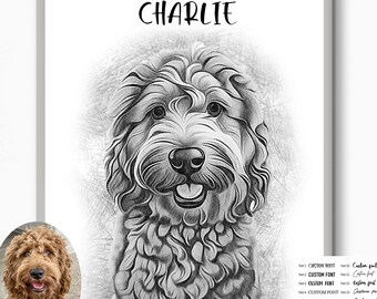 Custom dog sketch from photo Hand drawn digital custom pet portrait Personalized dog portrait custom DIGITAL DOWNLOAD Pet memorial gift