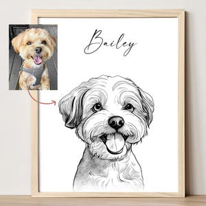 Dog portrait custom Pet drawing from photo Dog line drawing Custom portrait dog outline Drawing of a dog from photo to outline portrait