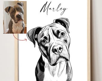 Custom dog sketch from photo Hand drawn digital custom pet drawing Personalized dog portrait custom DIGITAL DOWNLOAD Pet memorial gift