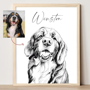 Custom portrait outline drawing of dog Custom line drawing from photo Dog line drawing portrait custom Dog outline drawing Cat line drawing