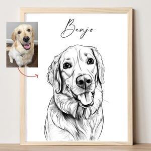 Custom pet drawing from photo Cat outline drawing Custom line drawing of dog Portrait custom outline drawing of cat Dog outline drawing
