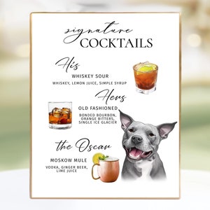 Dog signature drink sign Pet signature cocktail Custom pet bar menu sign Dog custom drink sign  Wedding sings drink menu Signature bar sing