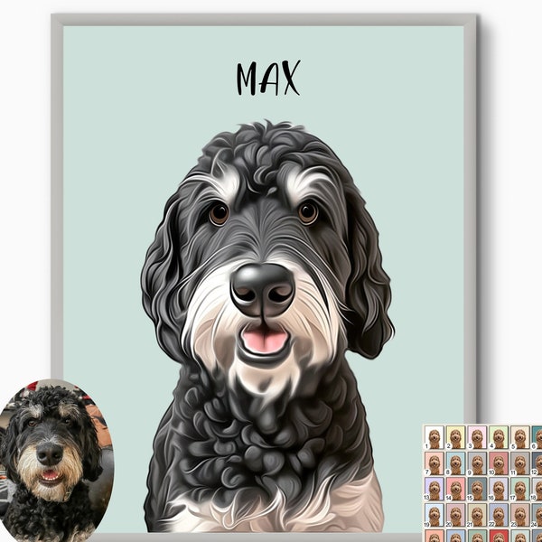 Digital dog portrait custom and personalized Pet portrait custom from photo Digital hand drawn custom dog portrait DIGITAL DOWNLOAD to Print