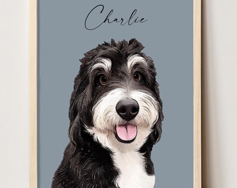 Pet portrait custom Personalized dog art Digital hand drawn custom dog portrait from photo Pet lover gift Pet parent gift Pet memorial gift