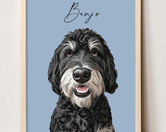 Custom pet portrait from photo Digital dog portrait custom Personalized dog art Custom dog portrait painting Pet Lover Gift Dog mom gift