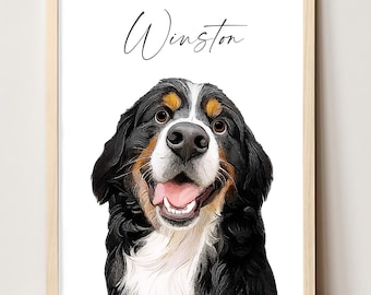 Digital dog portrait custom and personalized Pet portrait custom from photo Digital hand drawn custom dog portrait paintings Pet lover gift