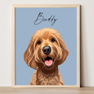Cartoon hondenportret van foto Digitale cartoon huisdierportretschilderijen Gepersonaliseerde hondenportret Custom hondenschilderijen Hondenliefhebber Cadeau: